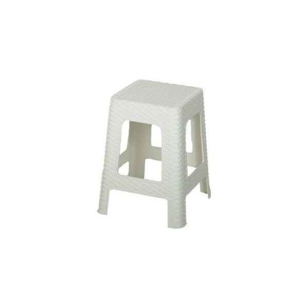 Σκαμπό Rattan Τετράγωνο Πλαστικό 36x36x45 εκ. σε χρώμα εκρου