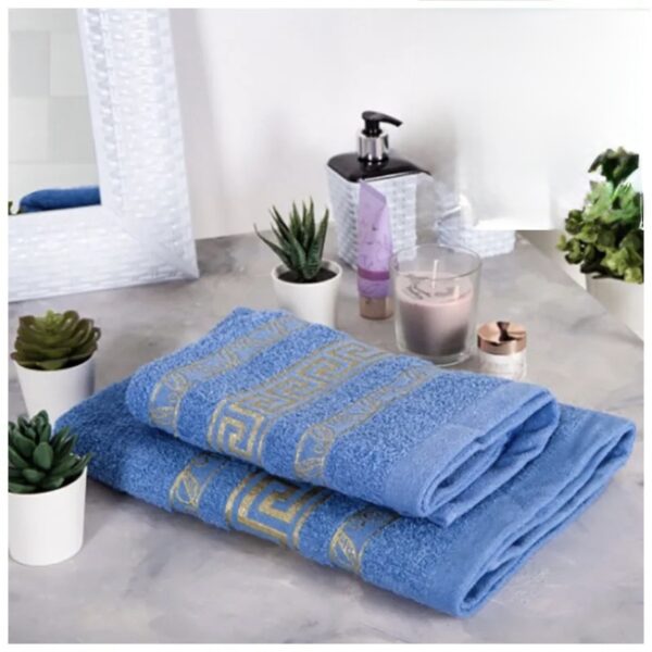 Πετσέτα Προσώπου 100x46εκ. – Μπλε με Χρυσές Λεπτομέρειες