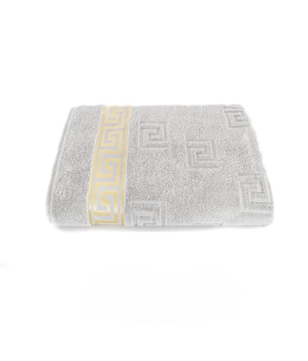 Πετσέτα Μπάνιου Γκρι Ανοιχτό με Χρυσές Λεπτομέρειες – 133x70 εκ.