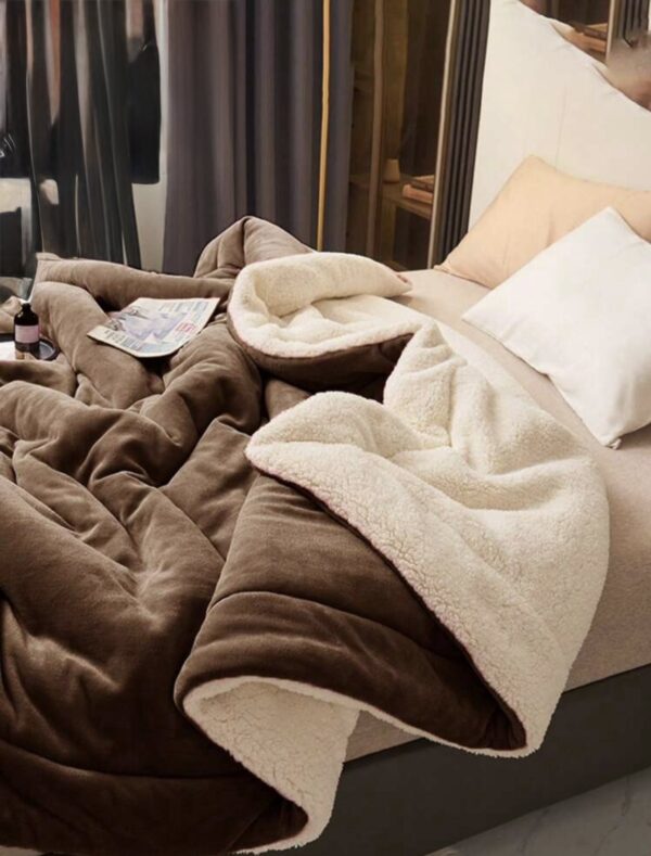 Κουβέρ-Πάπλωμα 160x220cm Καφέ με Λευκή Γούνα