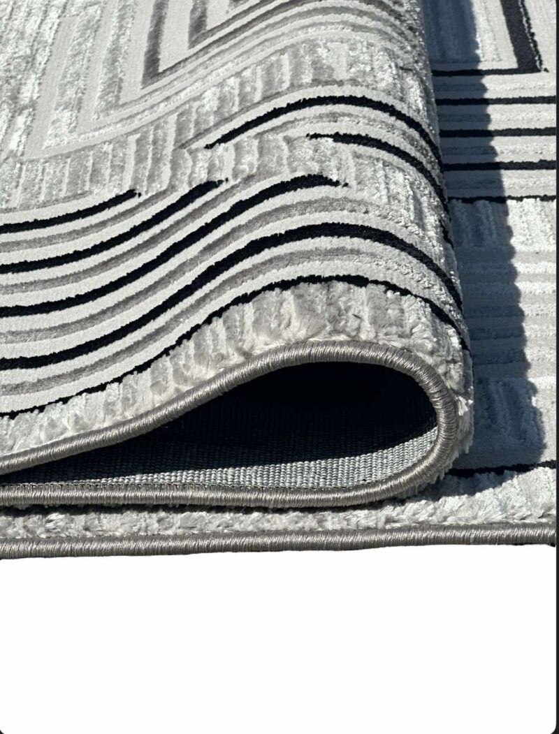 Ανάγλυφο Γεωμετρικό Χαλί Γκρι-Μαύρο 240x300 εκ. - Image 3