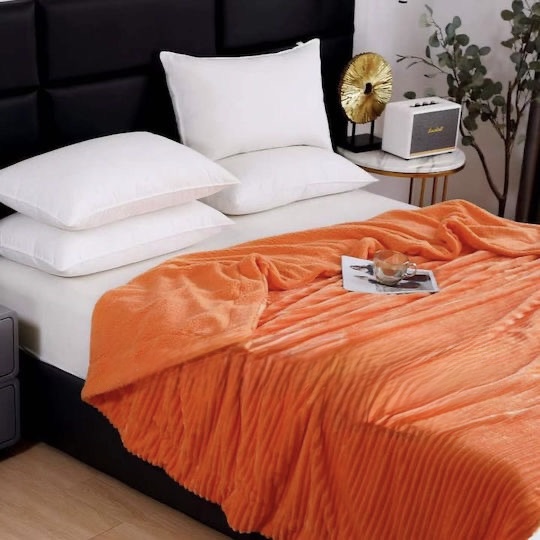 Κουβέρτα Fleece Ασημάκης Home 220x240 – Πορτοκαλί