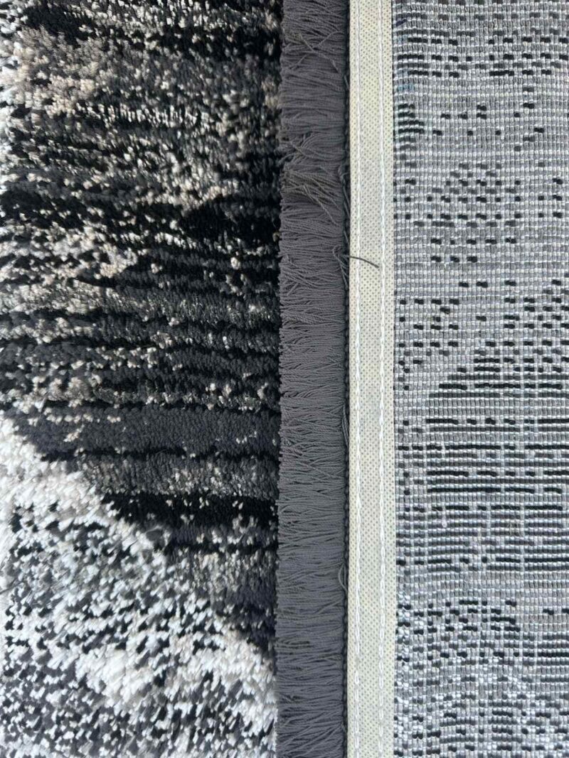Ανάγλυφο Χαλί με Κρόσσια 200x290 cm – Γεωμετρικό Μαύρο/Γκρι - Image 2
