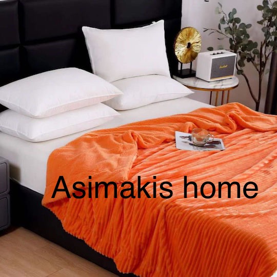 Κουβέρτα Fleece Ασημάκης Home 220x240 – Πορτοκαλί