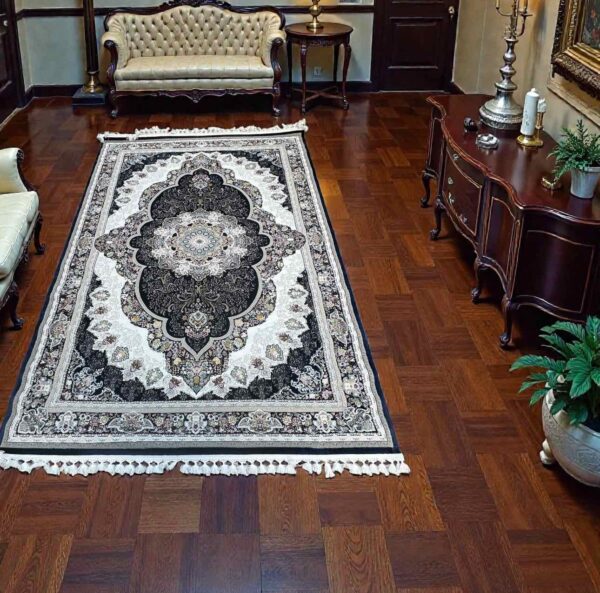 Κλασσικό Χαλί Σκούρο Μπλε με Κρόσσια 200×290 cm – Ανάγλυφη Υφή & Χοντρό Πέλος