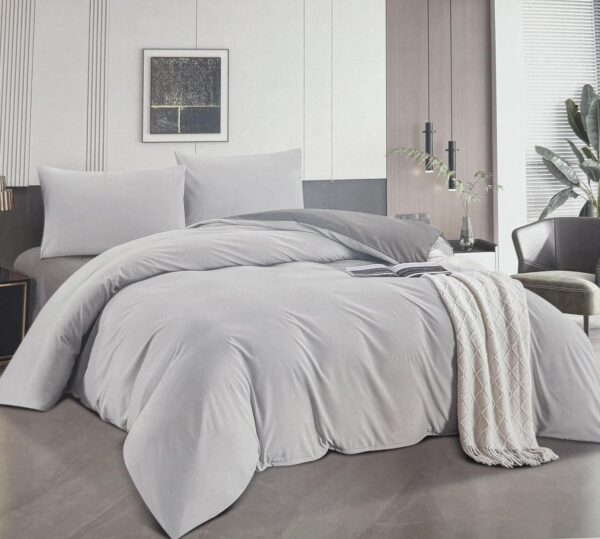 Σετ Παπλωματοθήκης Ανοιχτό Γκρι – Ασημάκης home 160 x 240 εκ.