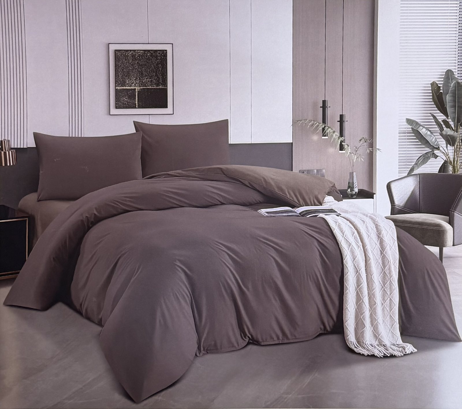 Σετ Παπλωματοθήκης Καφέ – Ασημάκης home 160 x 240 εκ.