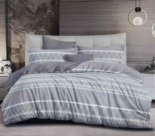 Σετ Παπλωματοθήκης Γκρι Αποχρώσεις με Λευκό – Ασημάκης home (Διπλό)