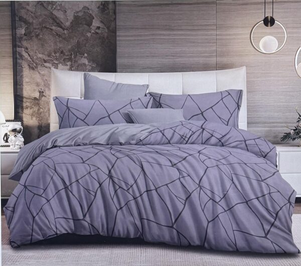 Σετ Παπλωματοθήκης Γκρι Σκούρο με Μαύρες Γραμμές – Ασημάκης home (Διπλό)