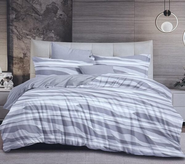 Σετ Παπλωματοθήκης Γκρι Αποχρώσεις με Λευκό – Ασημάκης home (Διπλό)