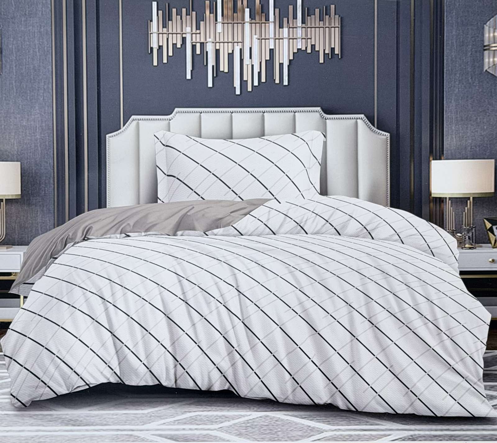 Σετ Παπλωματοθήκης Εκρού – Μαύρο – Μπεζ με Γραμμές – Ασημάκης home (Μονό)