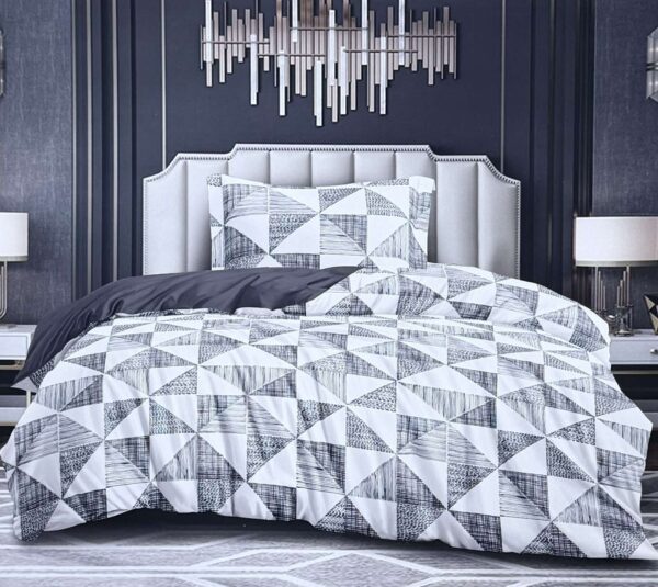 Σετ Παπλωματοθήκης Λευκό με Γκρι Σχέδιο – Ασημάκης home (Μονό)
