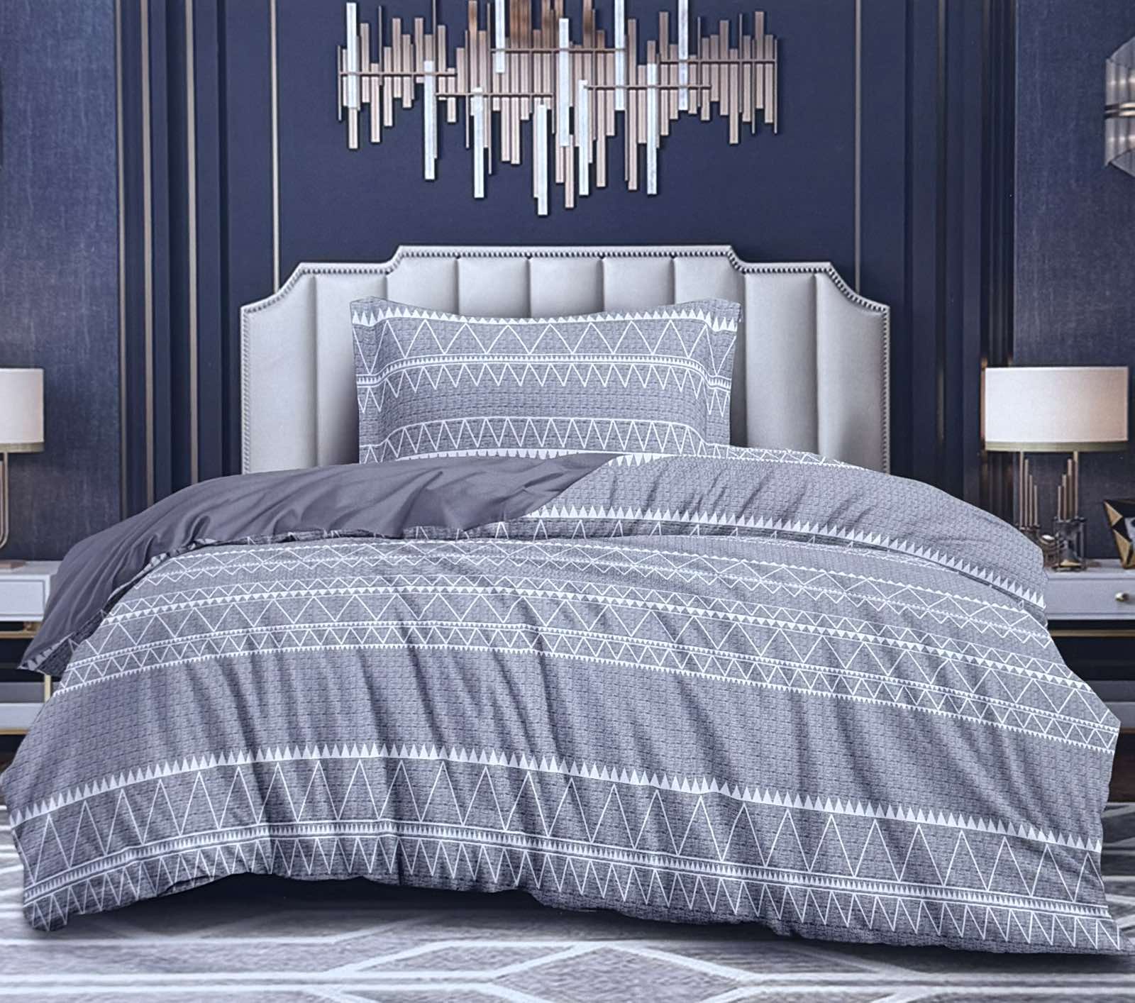 Σετ Παπλωματοθήκης Γκρι Ανοιχτό – Γκρι Σκούρο – Λευκό – Ασημάκης home (Μονό)