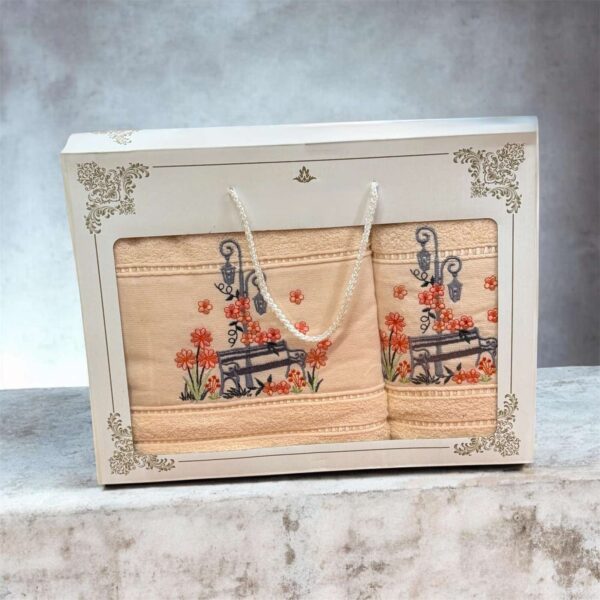 Σετ Πετσέτες 2 Τεμαχίων Ροζ με Κεντητό Σχέδιο – Ασημάκης Home