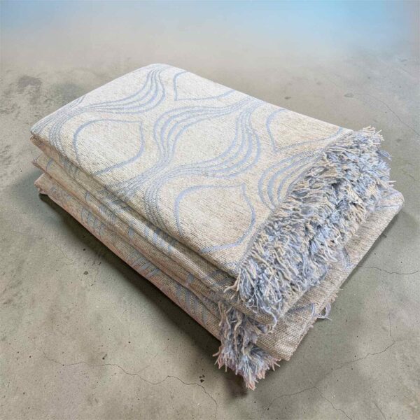 Σετ Ριχτάρια Καναπέδων 3 Τεμαχίων με Σχέδιο & Κρόσια Μπλε – Μπεζ | Ασημάκης Home