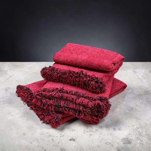 Σετ Ριχτάρια Καναπέδων 3 Τεμαχίων Μονόχρωμο Κόκκινο με Κρόσια Κόκκινο – Μαύρο | Ασημάκης Home