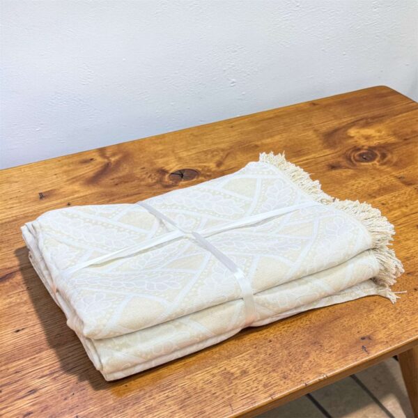 Σετ Ριχτάρια Καναπέδων 3 Τεμαχίων – Μπεζ Ανοιχτό / Λευκό με Κρόσσια | Ασημάκης Home