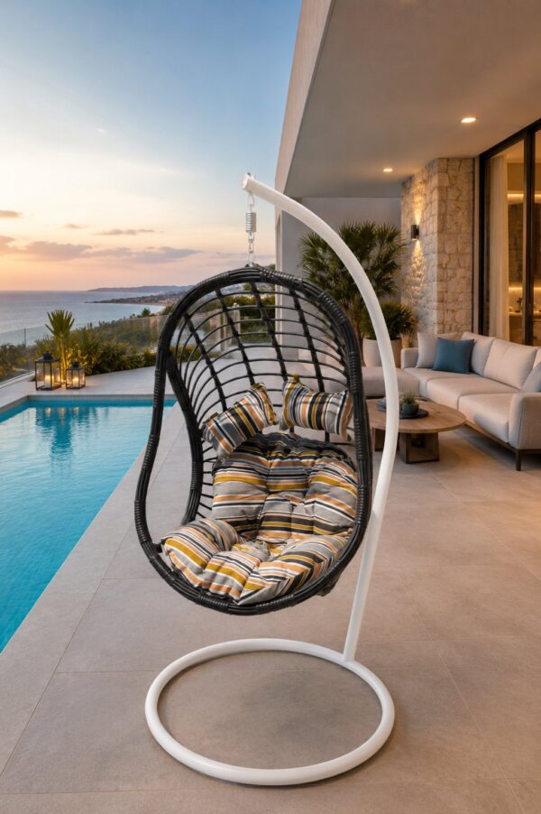 Κρεμαστή Πολυθρόνα Κούνια Egg Chair με Μεταλλική Βάση