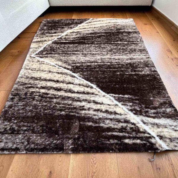 Γούνινο Χαλί 240x290 cm – Extra Απαλό με Πλούσια Λεπτή Τρίχα σε Μπεζ, Καφέ, Σκούρο Καφέ & Λευκό