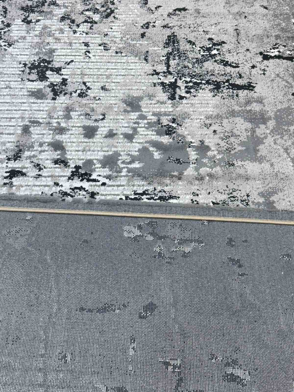 Χαλί 240x290 Σκούρο Γκρι – Μαύρο – Ανοιχτό Γκρι – Λευκό με Abstract Σχέδιο - Image 3